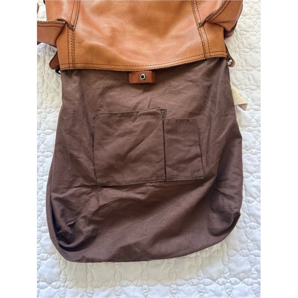 Lucky Brand Cognac Pebbled Leather Hobo Bag Boho Chic Shoulder Purse - Picture 11 of 15